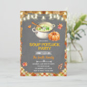 Fall autumn soup swap party invitation kaart (Staand voorkant)