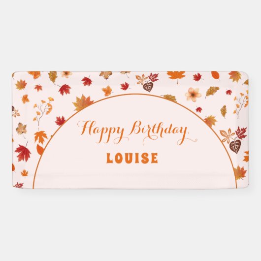 Fall Autumn Watercolor Floral Birthday Party  Spandoek (Horizontaal)