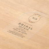 Fall Autumn Wildflower Crest Bridal Shower Acryl Uitnodigingen (Laagn)