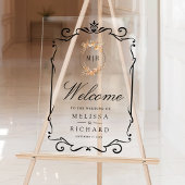 Fall Autumn Wildflower Crest Wedding Welcome Acryl Bord