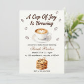 Fall Baby is Brewing Coffee Baby Shower Invitation Kaart (Staand voorkant)