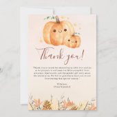 Fall Baby Shower – "A Little Pumpkin is on the way Bedankkaart (Voorkant)