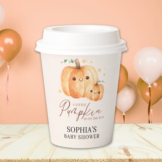 Fall Baby Shower – "A Little Pumpkin" Soft Orange  Papieren Bekers