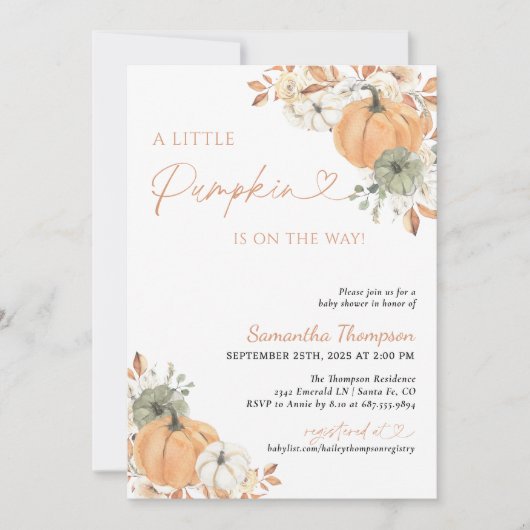 Fall Baby Shower | Boho A Little Pumpkin Kaart (Voorkant)