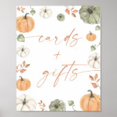 Fall Baby Shower Cards and Gifts Sign, Pumpkin Poster (Voorkant)