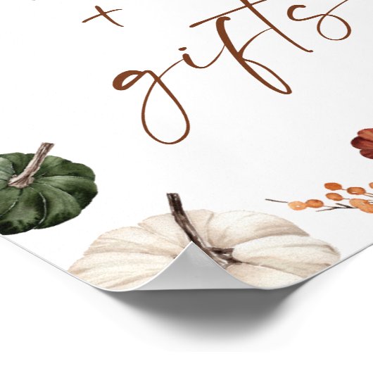 Fall Baby Shower Cards and Gifts Sign, Pumpkin Poster (Hoek)