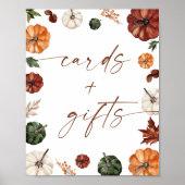 Fall Baby Shower Cards and Gifts Sign, Pumpkin Poster (Voorkant)