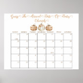 Fall Baby Shower Guess the Delivery Date Calendar Poster (Voorkant)