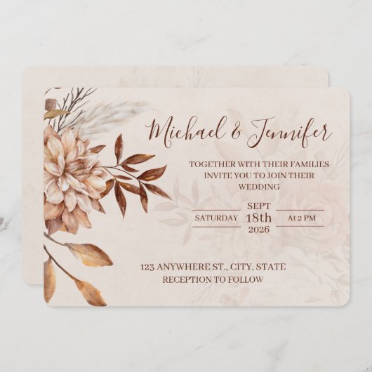 Fall Beauty Wedding Invitations Kaart (Voorkant / Achterkant)