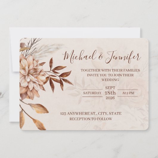 Fall Beauty Wedding Invitations  Kaart (Voorkant)