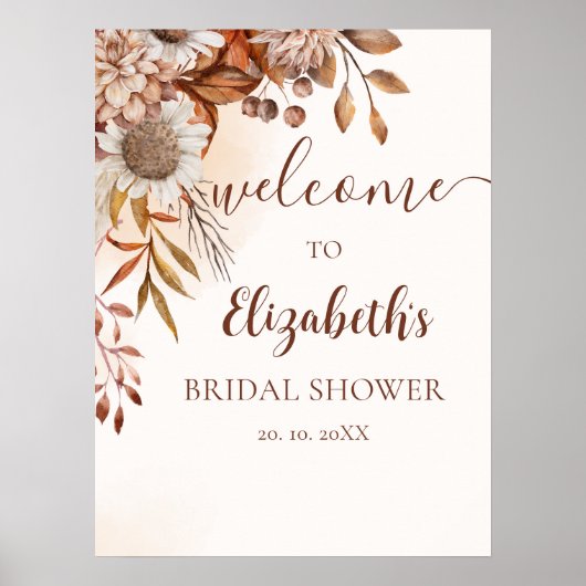 Fall Birdal Shower Boho Style Poster (Voorkant)