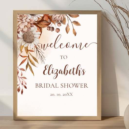 Fall Birdal Shower Boho Style Poster