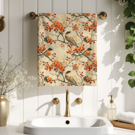 Fall Birds & Blooms Towel Gift for Their Bathroom Bad Handdoek