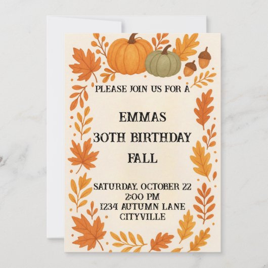 Fall Birthday Kaart (Voorkant)