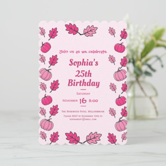 Fall Birthday Party Invitation Kaart (Staand voorkant)