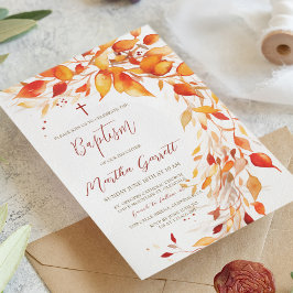 Fall Bladeren Geel en Rood Meisje Doop Kaart