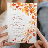 Fall Bladeren Geel en Rood Meisje Doop Kaart