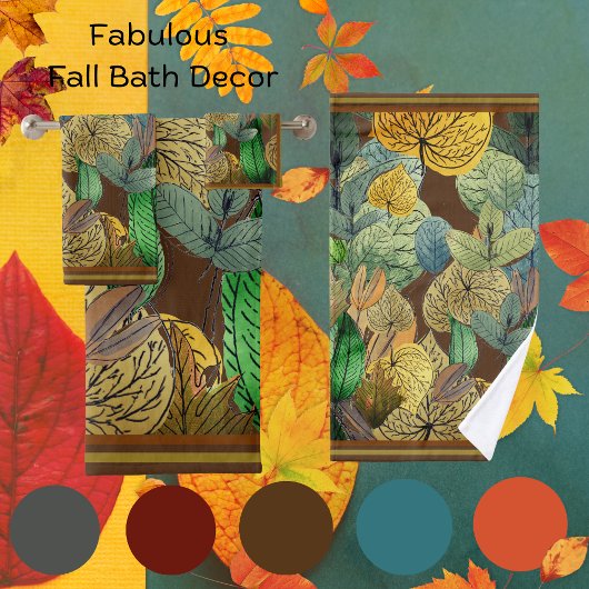 Fall Bladeren Groen, Bruin, Roest, Chocolade Bruin Bad Handdoek