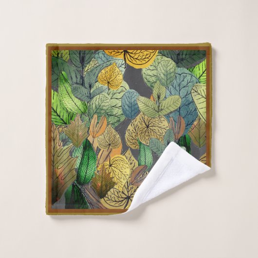 Fall Bladeren Groen, Bruin, Roest, Smokey Grey Bad Handdoek (Wasdoekje)