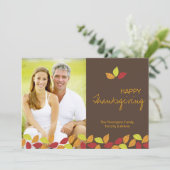 Fall bladeren Happy Thanksgiving-fotoplatte kaart (Staand voorkant)