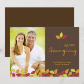 Fall bladeren Happy Thanksgiving-fotoplatte kaart (Voorkant / Achterkant)