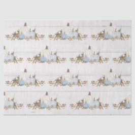 Fall Bladeren Pompoen Waterverf Blauw N Wit Rustie Tissuepapier