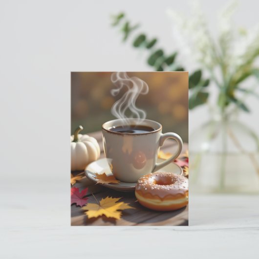 Fall Blessings, Warm Coffee and a Donut Briefkaart (Staand voorkant)