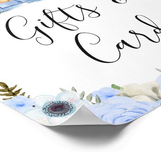 Fall Blue Floral Pumpkin Truck Baby Shower Sign Poster (Hoek)