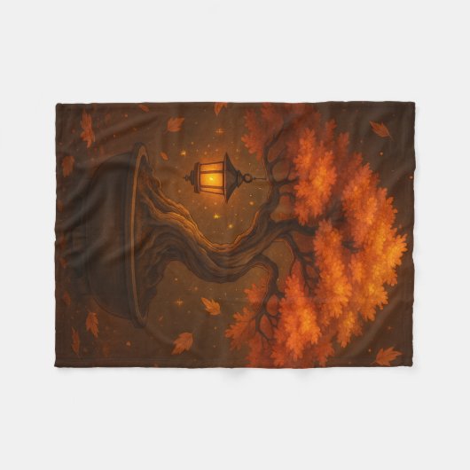 Fall Bonsai Tree Blanket – Rustic Seasonal Decor Fleece Deken (Voorkant (Horizontaal))