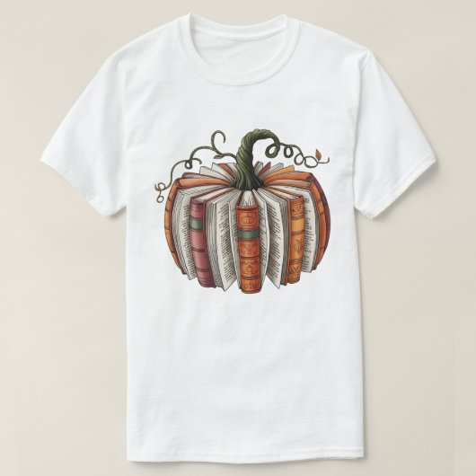 Fall Book Pumpkin, Cozy Autumn Reading T-shirt (Design voorkant)