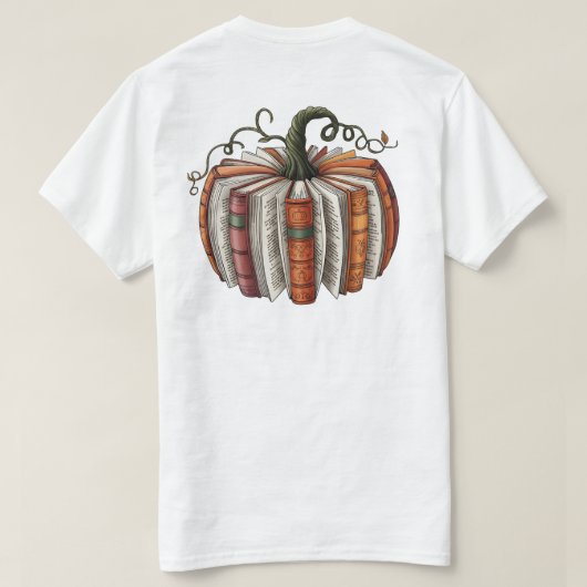 Fall Book Pumpkin, Cozy Autumn Reading T-shirt (Design achterkant)