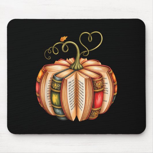 Fall Book Pumpkin Fall Librarians Bookworm Teacher Muismat (Voorkant)