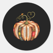 Fall Book Pumpkin Fall Librarians Bookworm Teacher Ronde Sticker (Voorkant)