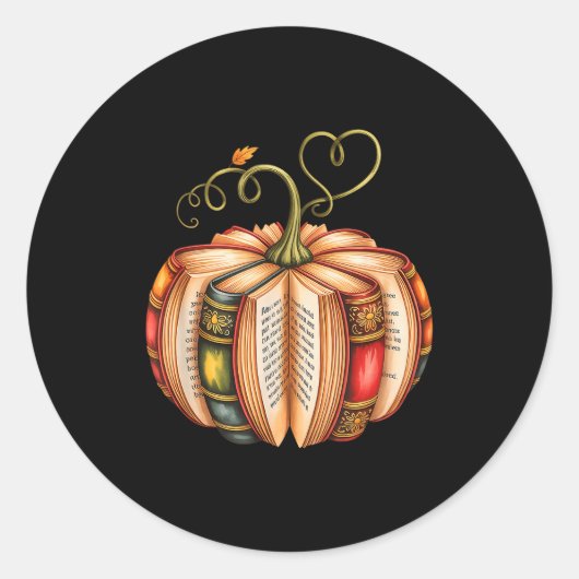 Fall Book Pumpkin Fall Librarians Bookworm Teacher Ronde Sticker (Voorkant)