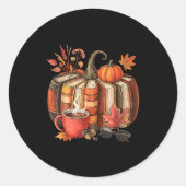 Fall Book Pumpkin Retro Reading Halloween Teacher  Ronde Sticker (Voorkant)