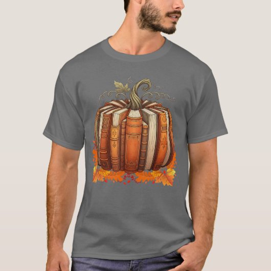 Fall Book Pumpkin Retro Reading Teacher Books Love T-shirt (Voorkant)