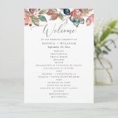 Fall Botanical Wedding | Watercolor Berry Leaves Programmakaart (Staand voorkant)