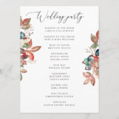 Fall Botanical Wedding | Watercolor Berry Leaves Programmakaart (Achterkant)