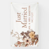 Fall Bouquet Just Married Car Banner (Verticaal)