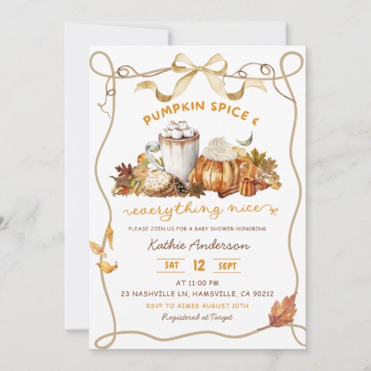 Fall Bow Coquette Pumpkin spice Kaart (Voorkant)