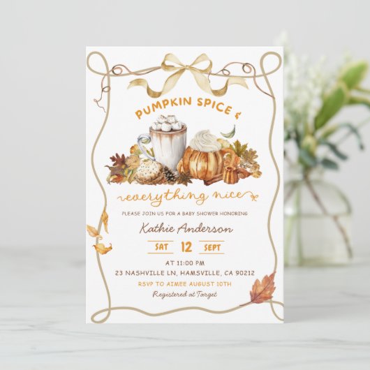 Fall Bow Coquette Pumpkin spice Kaart (Staand voorkant)