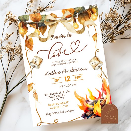 Fall Bow Coquette s'more to love baby shower Kaart
