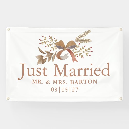 Fall Bow Just Married Car Banner (Horizontaal)