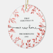 Fall Branches Gepersonaliseerde Kerstmis In Nieuw Keramisch Ornament (Links)
