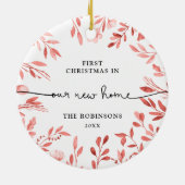 Fall Branches Gepersonaliseerde Kerstmis In Nieuw Keramisch Ornament (Achterkant)