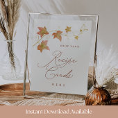 Fall Bridal Shower Recipe Card Drop Printable Sign Poster