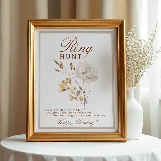 Fall Bridal Shower Ring Hunt Game Sign Poster