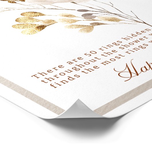 Fall Bridal Shower Ring Hunt Game Sign Poster (Hoek)