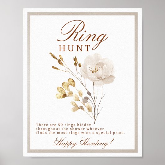 Fall Bridal Shower Ring Hunt Game Sign Poster (Voorkant)
