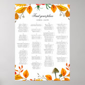 Fall bruiloft alfabet seating chart. Gele herfst Poster (Voorkant)